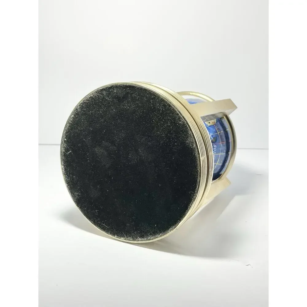 Alexander Kalifano 3-Timepieces Thermometer Rotating Gemstone Brass Globe 8.75”